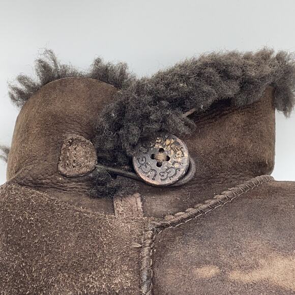 UGG Mini Bailey Button Ankle Boots Booties Chocolate Brown Size 4 - Picture 7 of 12